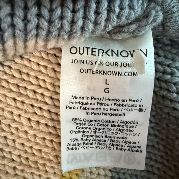 Outerknown Gray and Yellow Striped Hoodie Sweater - Picture 3 of 4